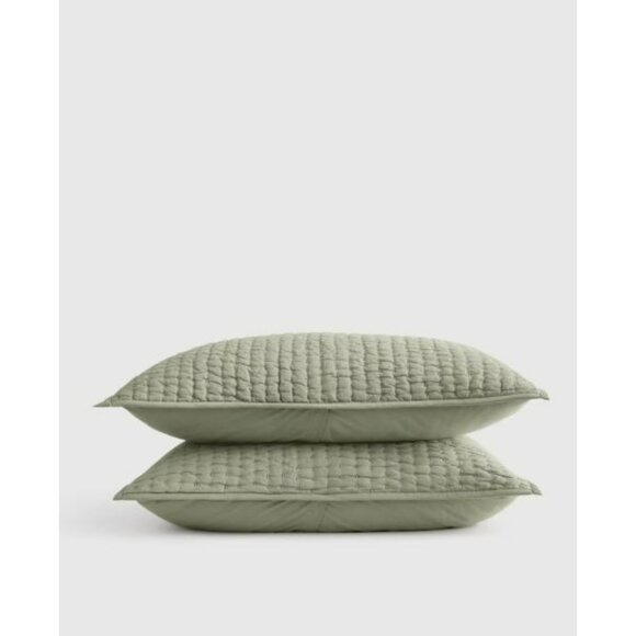 NWOT Quince European Linen Cotton Stitch Sham Set Willowleaf Standard Bedding - Picture 1 of 2